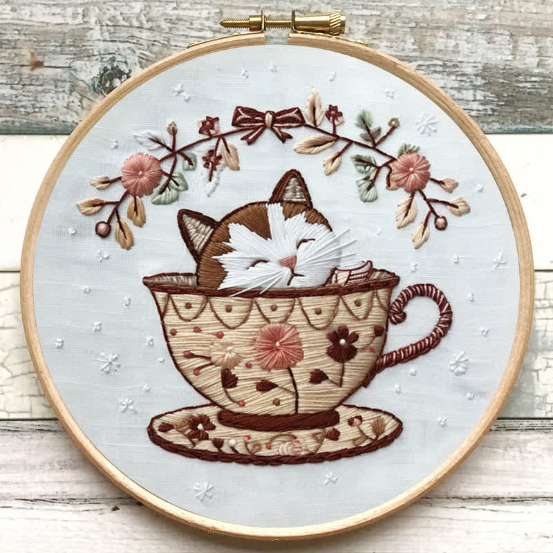 Rubbyoo Embroidery Kit - Cat Tea Cup - image 5