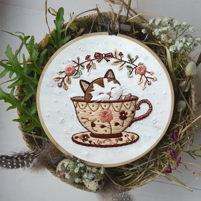 Rubbyoo Embroidery Kit - Cat Tea Cup - image 8