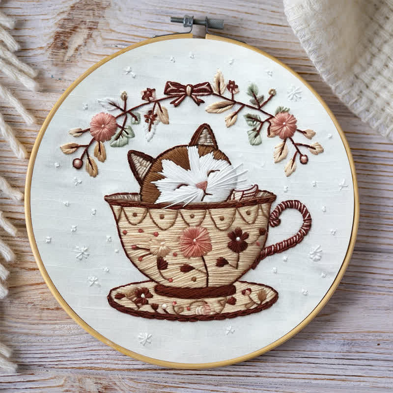 Rubbyoo Embroidery Kit - Cat Tea Cup - image 7