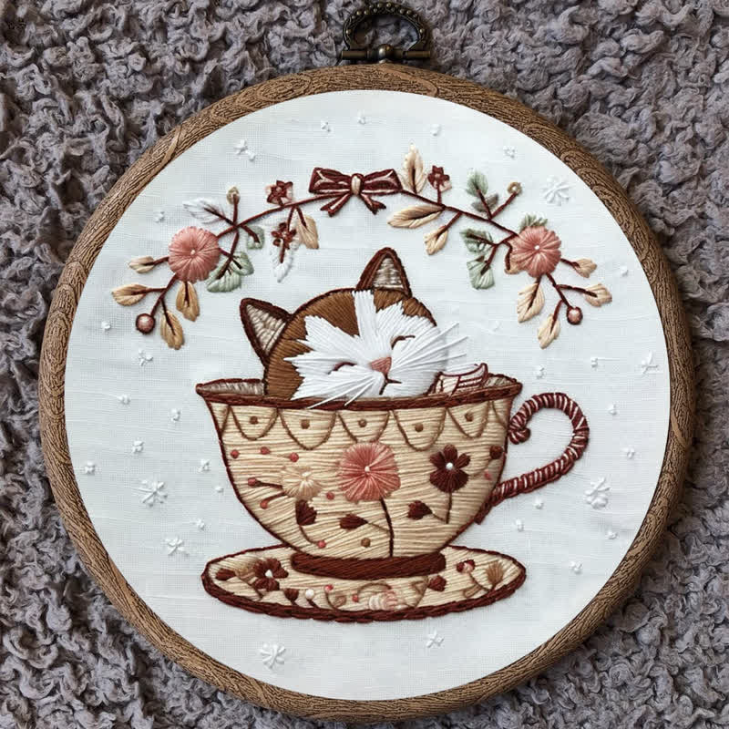 Rubbyoo Embroidery Kit - Cat Tea Cup - image 9