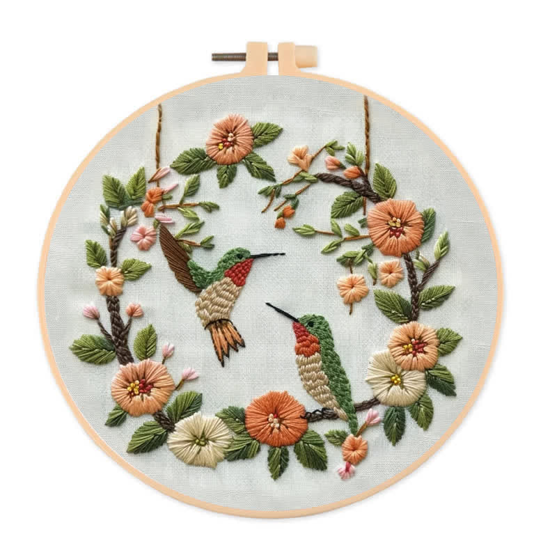 Rubbyoo Embroidery Kit - Hummingbird In Wreath - image 0