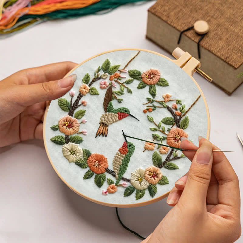 Rubbyoo Embroidery Kit - Hummingbird In Wreath - image 1