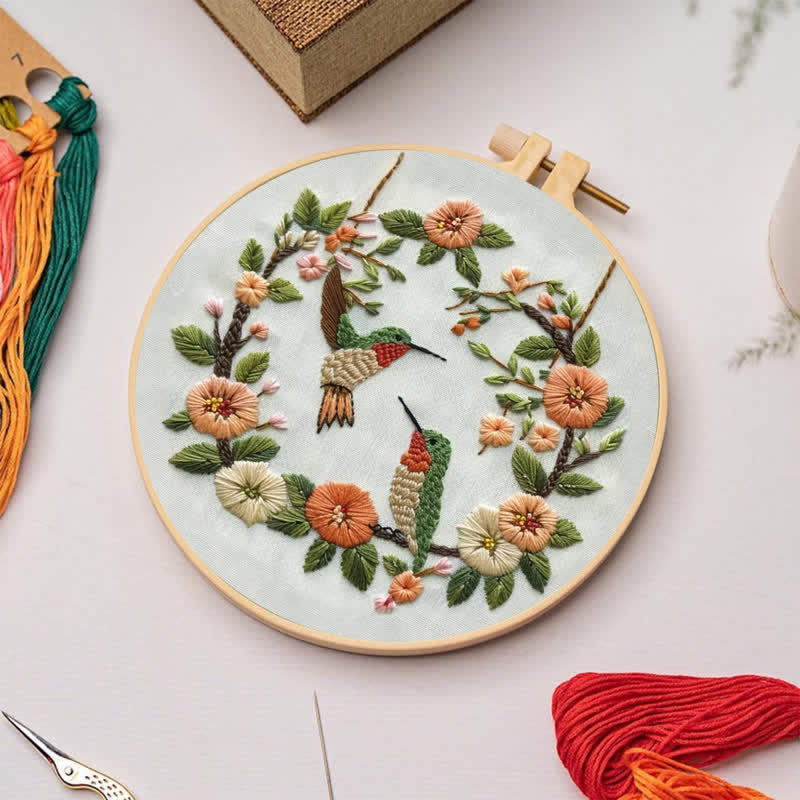Rubbyoo Embroidery Kit - Hummingbird In Wreath - image 2
