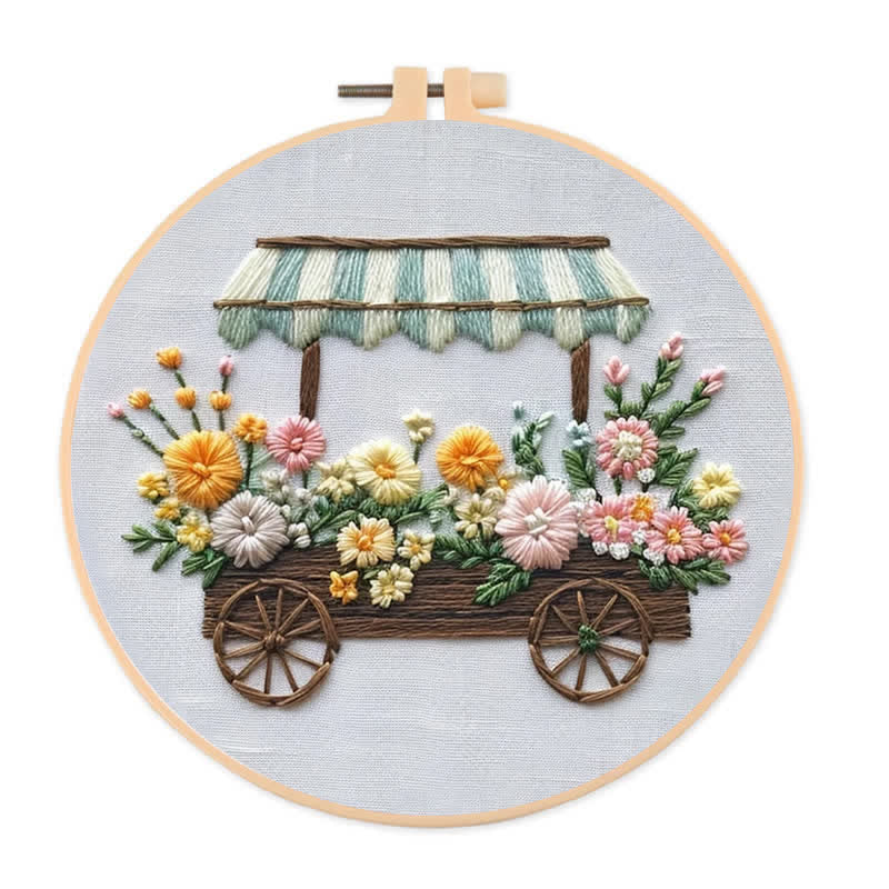 Rubbyoo Embroidery Kit - Flower Cart - 20*20cm - image 0
