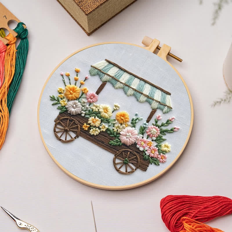 Rubbyoo Embroidery Kit - Flower Cart - image 3