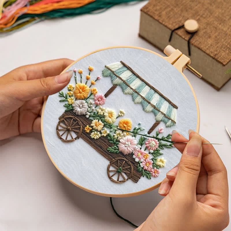 Rubbyoo Embroidery Kit - Flower Cart - image 1