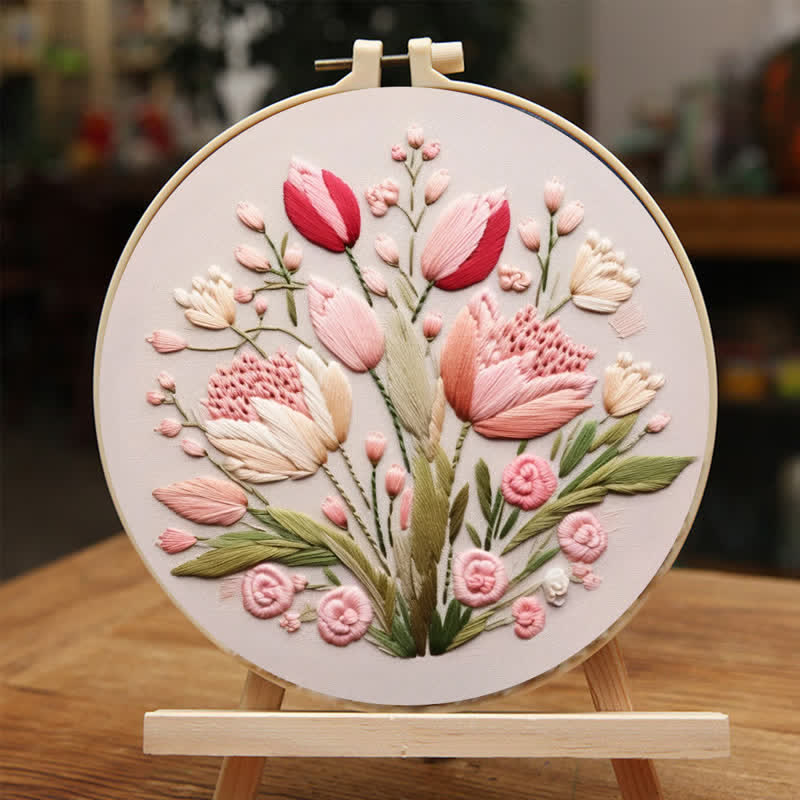 Rubbyoo Embroidery Kit - Garden Flower Handmade Tulips  - image 3