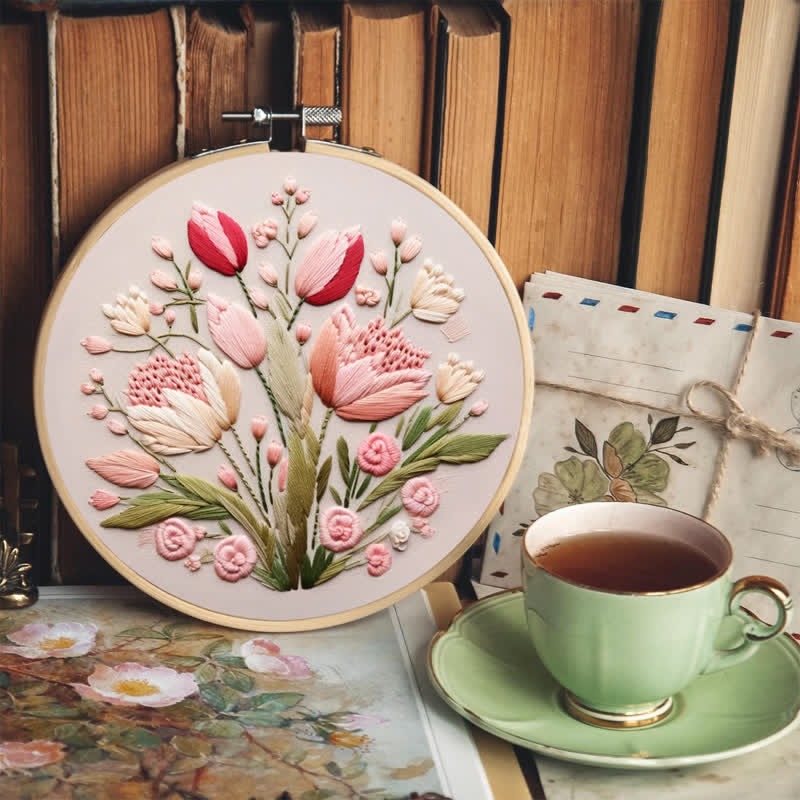 Rubbyoo Embroidery Kit - Garden Flower Handmade Tulips  - image 5