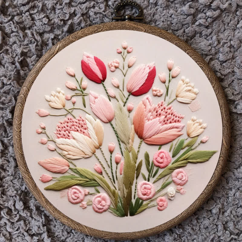 Rubbyoo Embroidery Kit - Garden Flower Handmade Tulips  - image 8