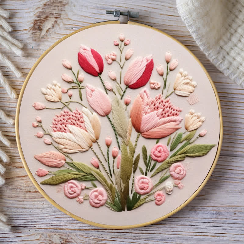 Rubbyoo Embroidery Kit - Garden Flower Handmade Tulips  - image 7