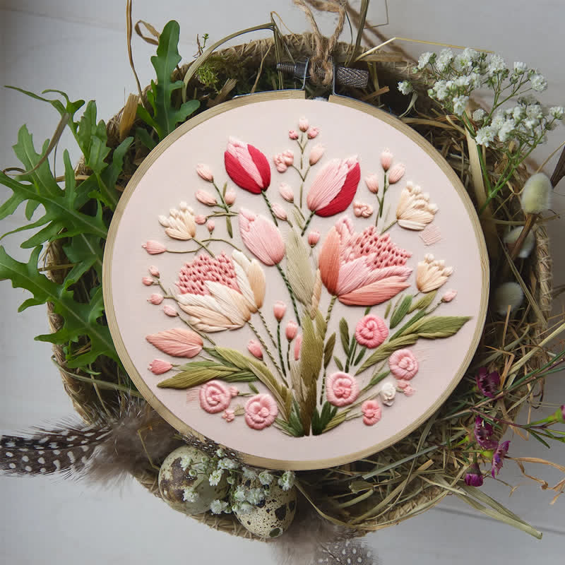 Rubbyoo Embroidery Kit - Garden Flower Handmade Tulips  - image 9