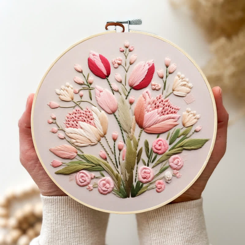 Rubbyoo Embroidery Kit - Garden Flower Handmade Tulips  - image 4