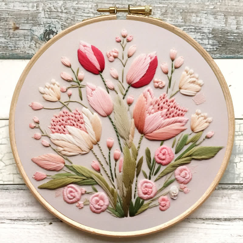 Rubbyoo Embroidery Kit - Garden Flower Handmade Tulips  - image 6