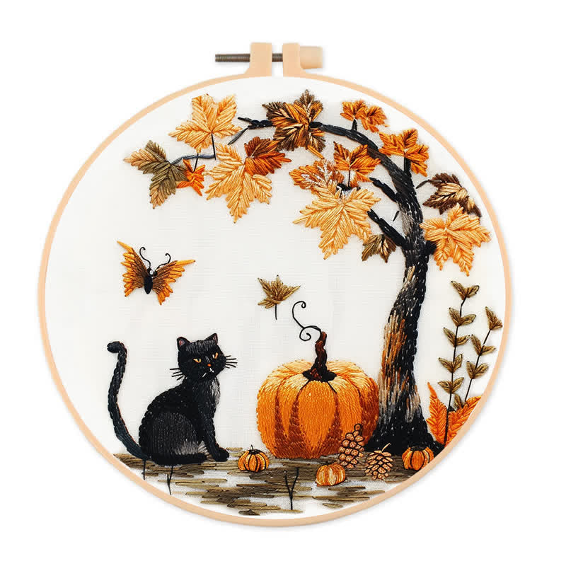 Rubbyoo Embroidery Kit - Black Cat Halloween Trick or Treat - image 0