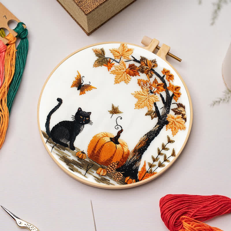 Rubbyoo Embroidery Kit - Black Cat Halloween Trick or Treat - image 2