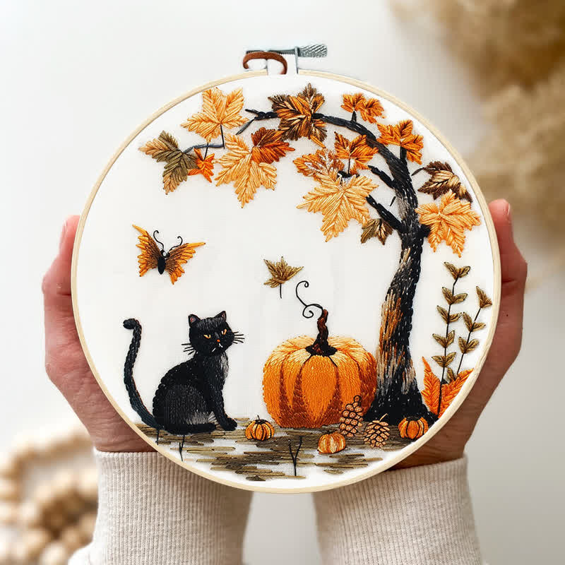 Rubbyoo Embroidery Kit - Black Cat Halloween Trick or Treat - image 3