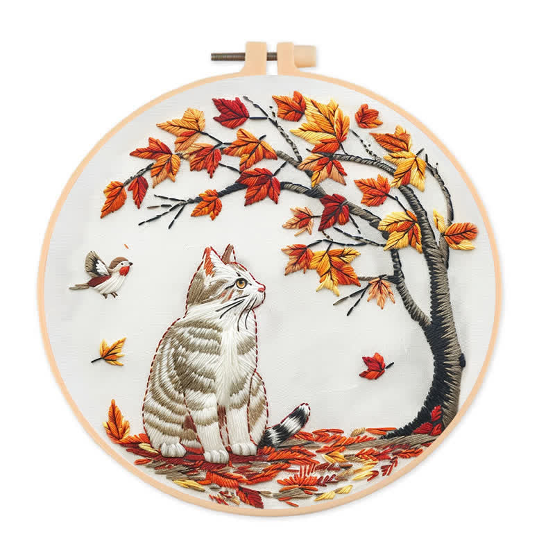 Rubbyoo Embroidery Kit - Cat Waiting Under The Tree - image 0
