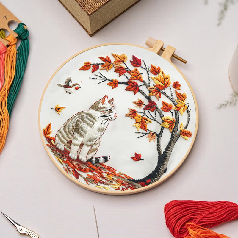 Rubbyoo Embroidery Kit - Cat Waiting Under The Tree - image 2