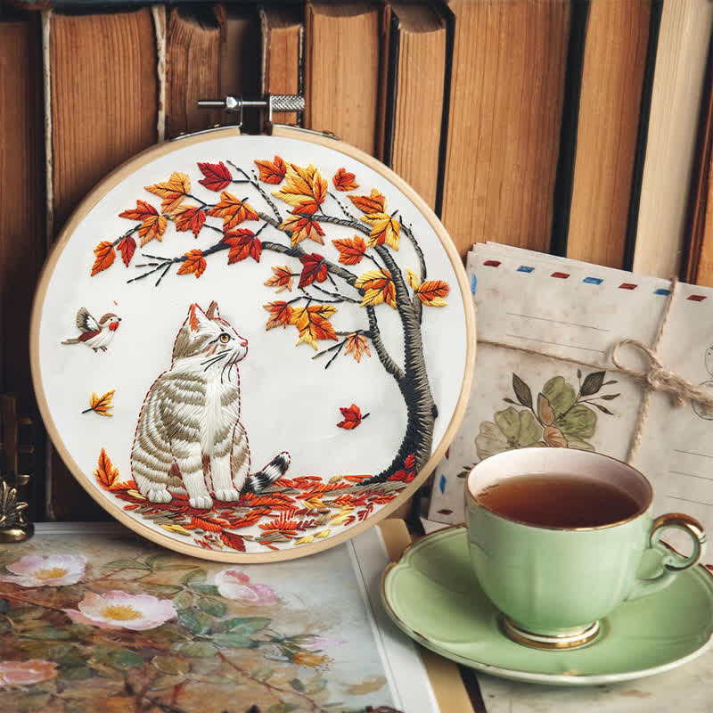 Rubbyoo Embroidery Kit - Cat Waiting Under The Tree - image 5