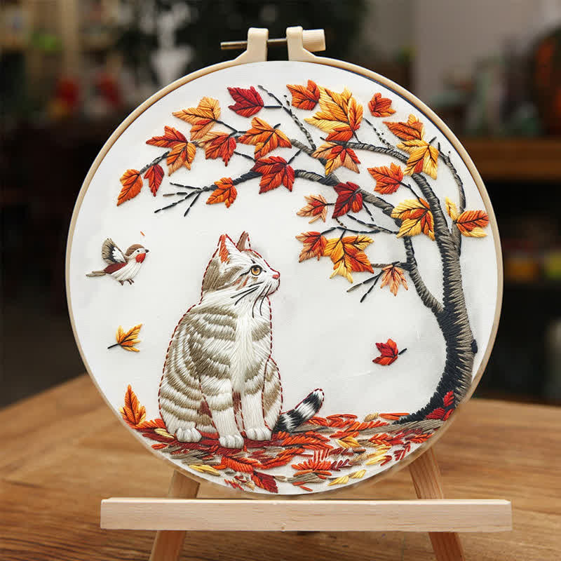 Rubbyoo Embroidery Kit - Cat Waiting Under The Tree - image 4