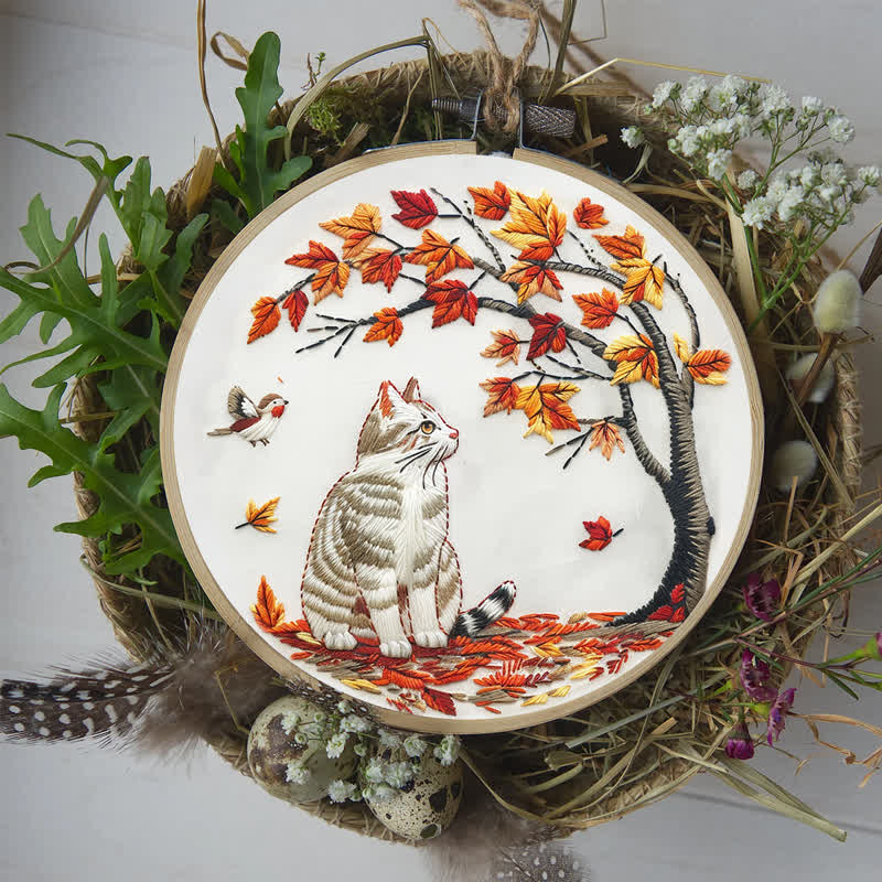 Rubbyoo Embroidery Kit - Cat Waiting Under The Tree - image 7