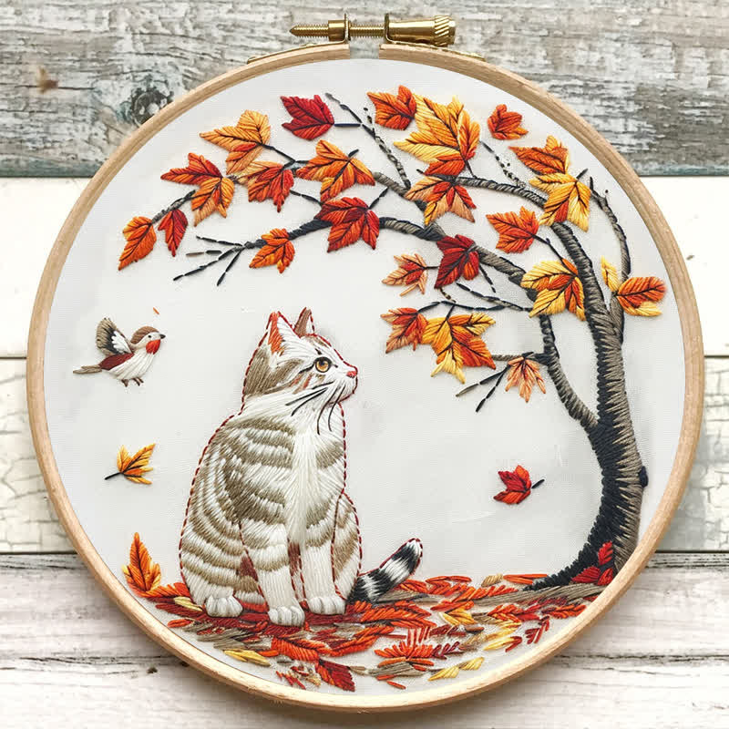 Rubbyoo Embroidery Kit - Cat Waiting Under The Tree - image 6