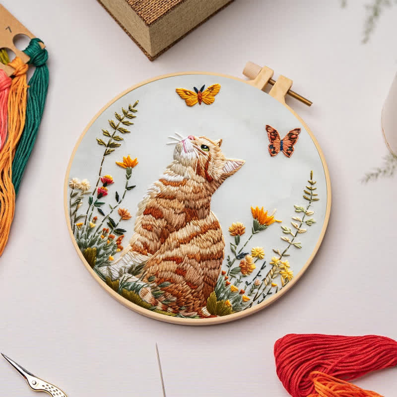 Rubbyoo Embroidery Kit - Cat and Butterflies - image 2