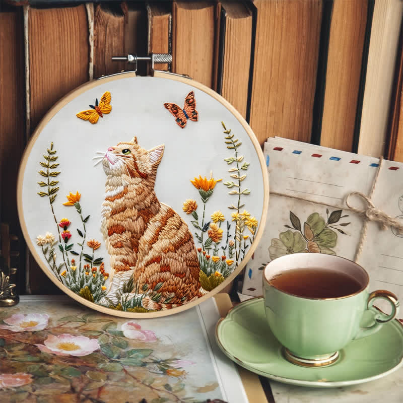 Rubbyoo Embroidery Kit - Cat and Butterflies - image 5