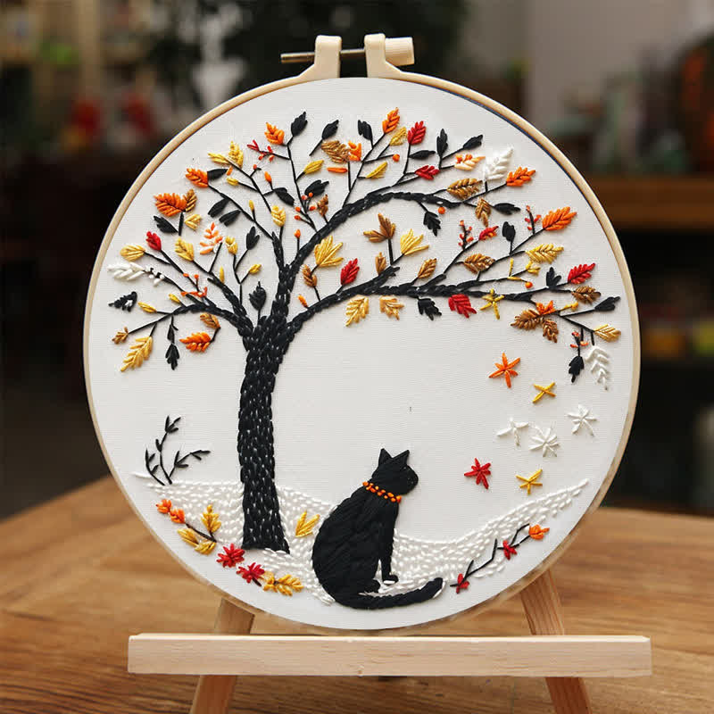 Rubbyoo Embroidery Kit - Black Cat With Fallen Leaves - image 3