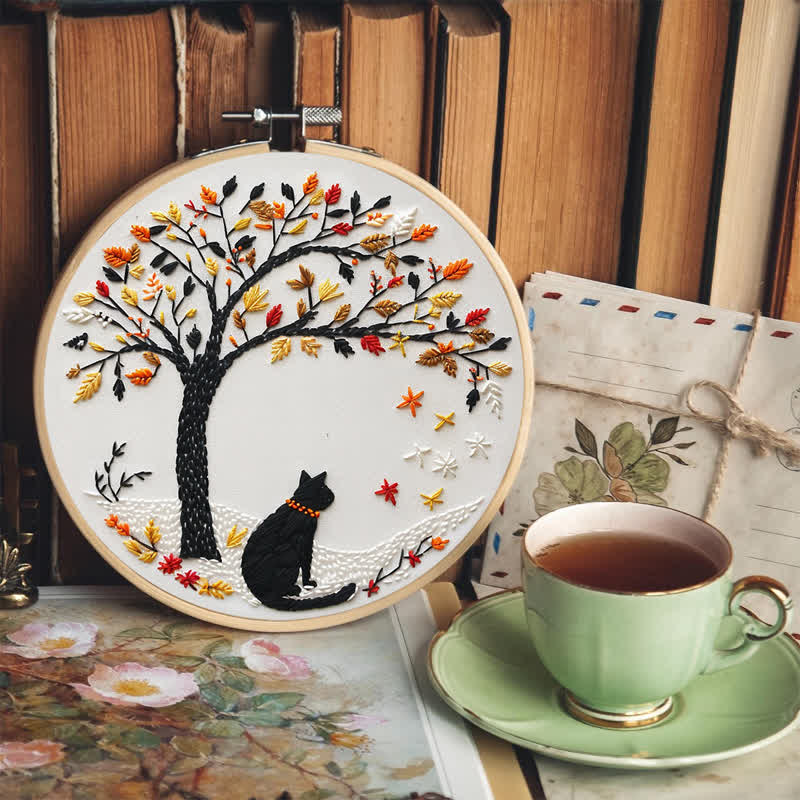 Rubbyoo Embroidery Kit - Black Cat With Fallen Leaves - image 5