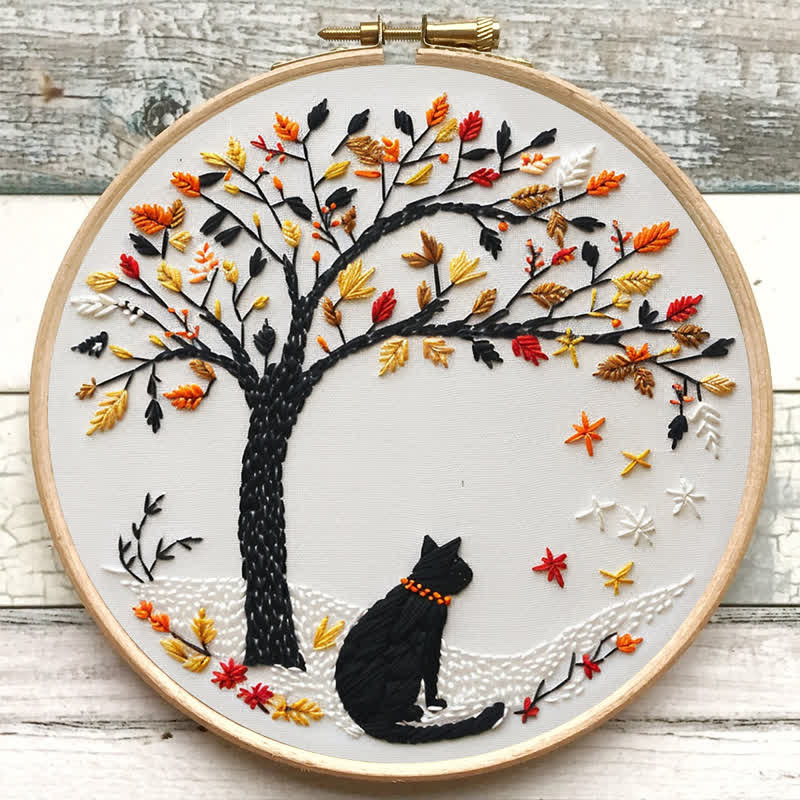 Rubbyoo Embroidery Kit - Black Cat With Fallen Leaves - image 6