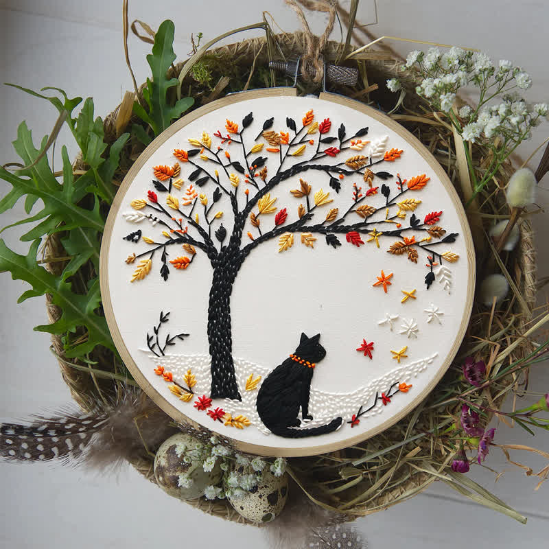 Rubbyoo Embroidery Kit - Black Cat With Fallen Leaves - image 7