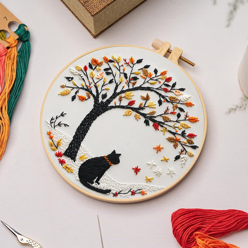 Rubbyoo Embroidery Kit - Black Cat With Fallen Leaves - image 4