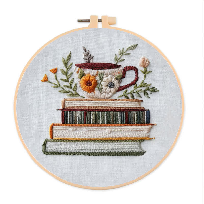 Rubbyoo Embroidery Kit - Books and Flowers - 20*20cm - image 0