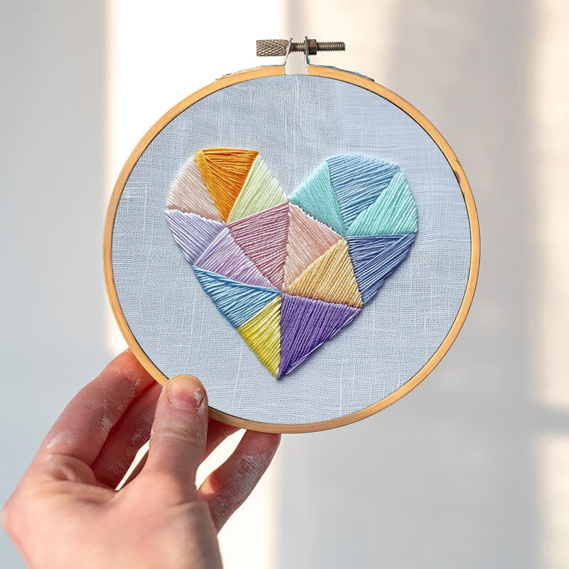 Rubbyoo Embroidery Kit - Geometric Heart-2 - image 1