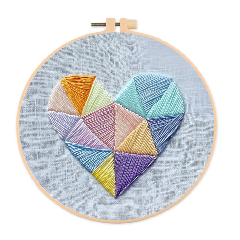 Rubbyoo Embroidery Kit - Geometric Heart-2 - 20*20cm - image 0