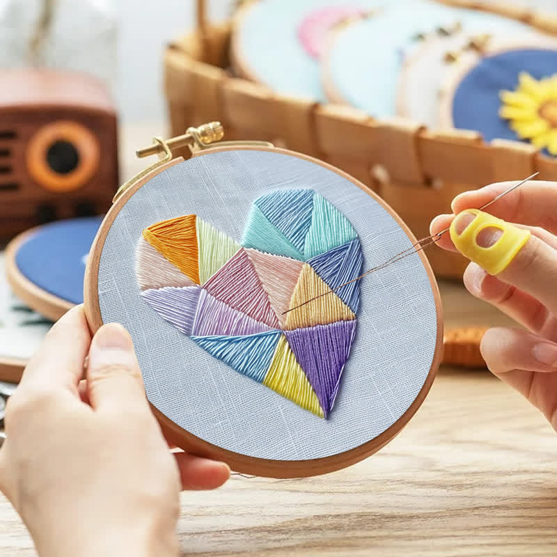 Rubbyoo Embroidery Kit - Geometric Heart-2 - image 2