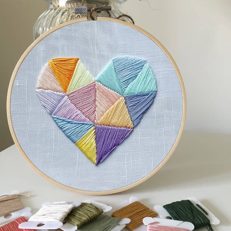 Rubbyoo Embroidery Kit - Geometric Heart-2 - image 4