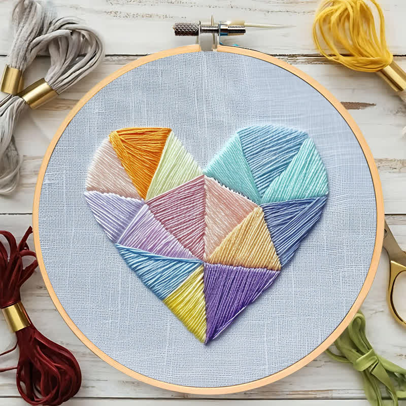 Rubbyoo Embroidery Kit - Geometric Heart-2 - image 5