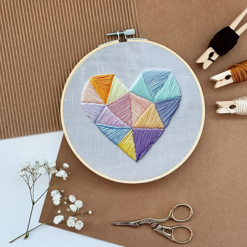 Rubbyoo Embroidery Kit - Geometric Heart-2 - image 6