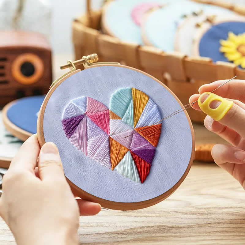 Rubbyoo Embroidery Kit - Geometric Heart - image 2