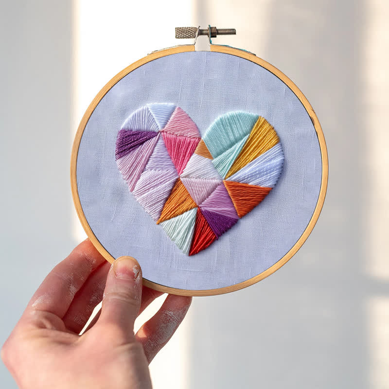 Rubbyoo Embroidery Kit - Geometric Heart - image 1