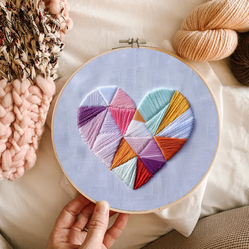 Rubbyoo Embroidery Kit - Geometric Heart - image 3