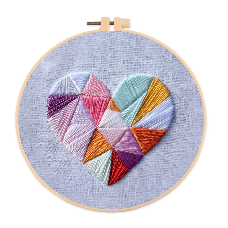Rubbyoo Embroidery Kit - Geometric Heart - 20*20cm - image 0