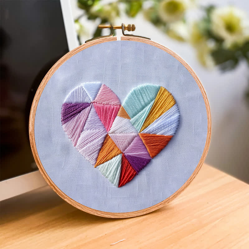 Rubbyoo Embroidery Kit - Geometric Heart - image 4
