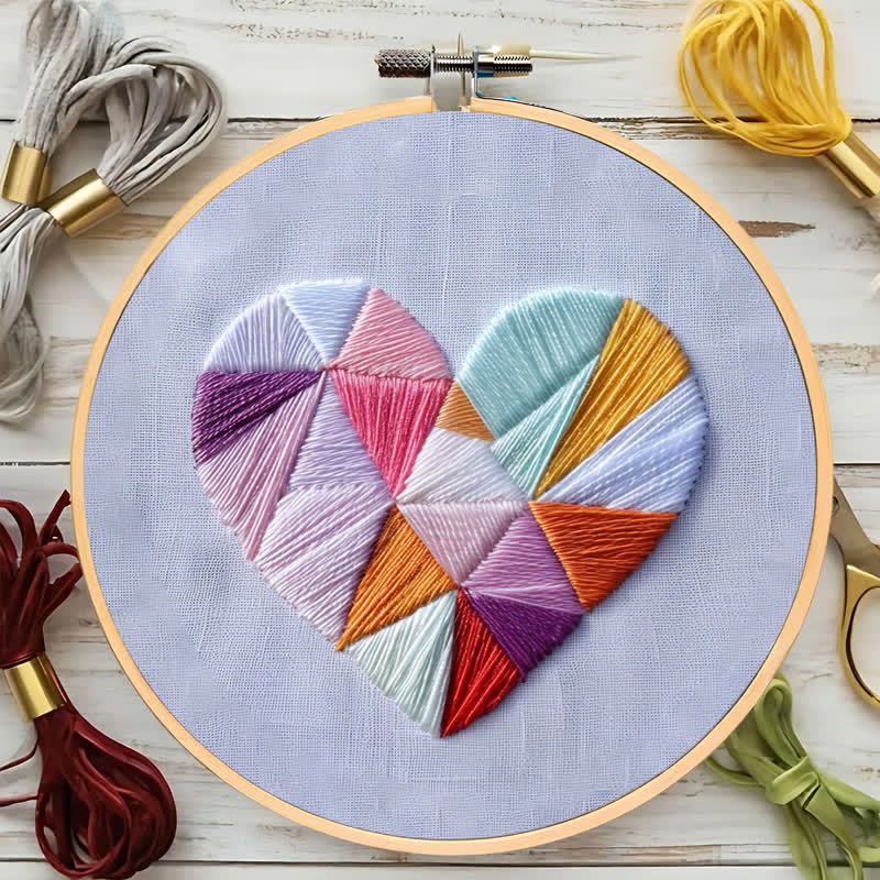Rubbyoo Embroidery Kit - Geometric Heart - image 6