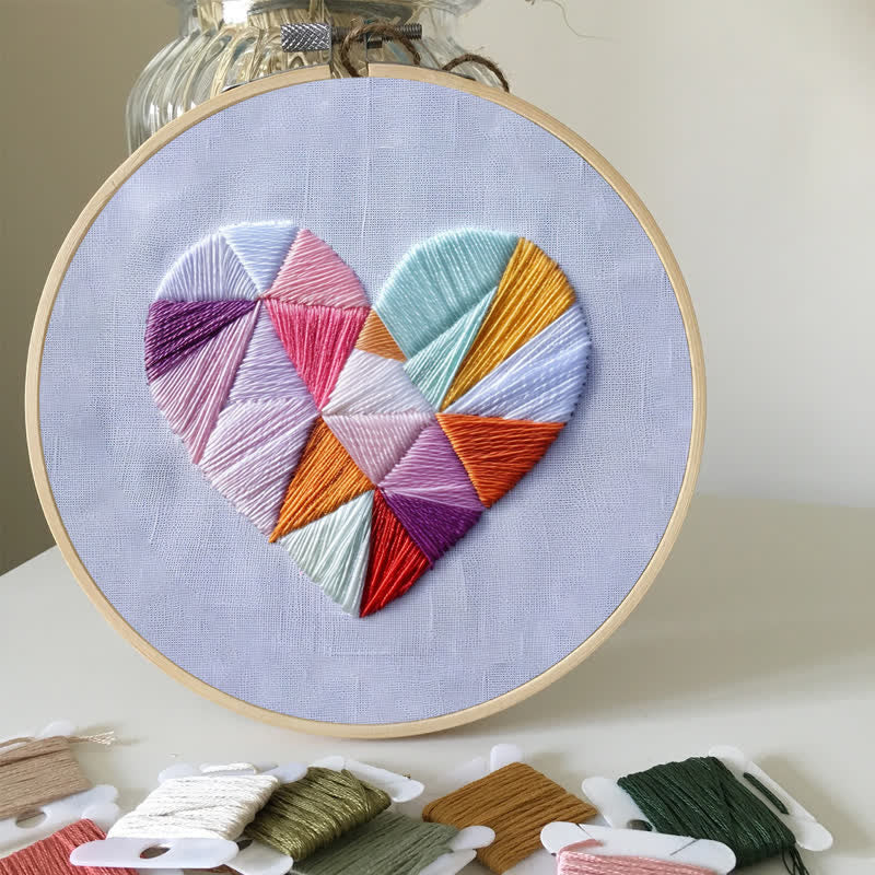Rubbyoo Embroidery Kit - Geometric Heart - image 5