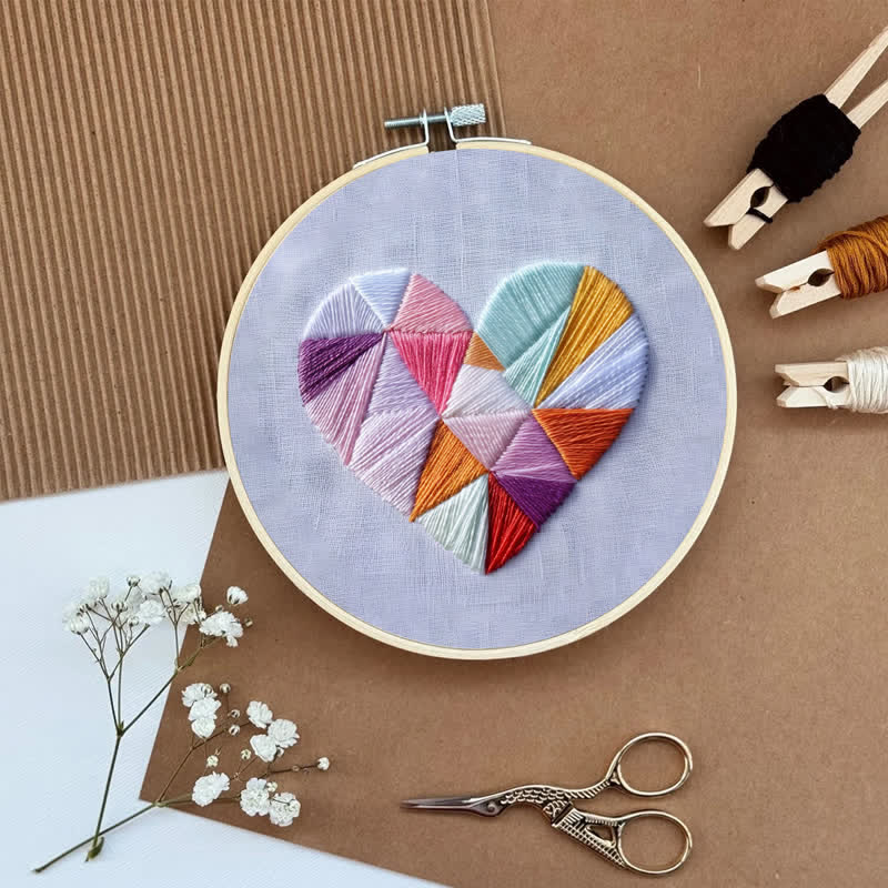 Rubbyoo Embroidery Kit - Geometric Heart - image 7