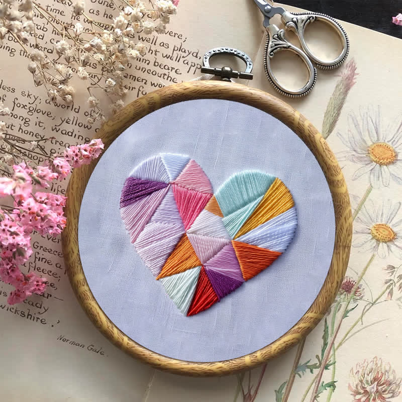 Rubbyoo Embroidery Kit - Geometric Heart - image 8