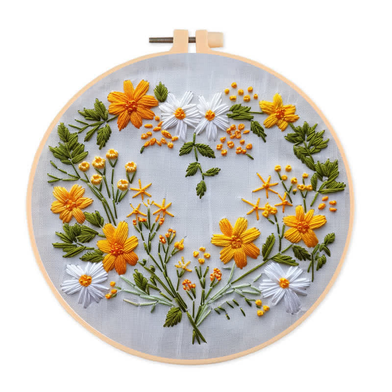 Rubbyoo Embroidery Kit - Flowers Rings - 20*20cm - image 0
